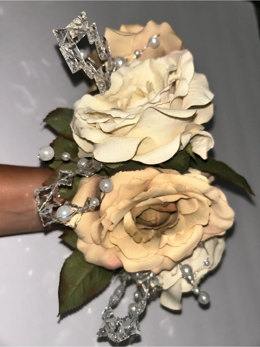 Day Of The Death Floral Rose Headband in Cream and Beige